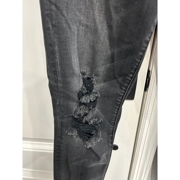American Eagle Outfitters Super Stretch Distressed Black Skinny Jeans Sz 12 - Picture 4 of 11